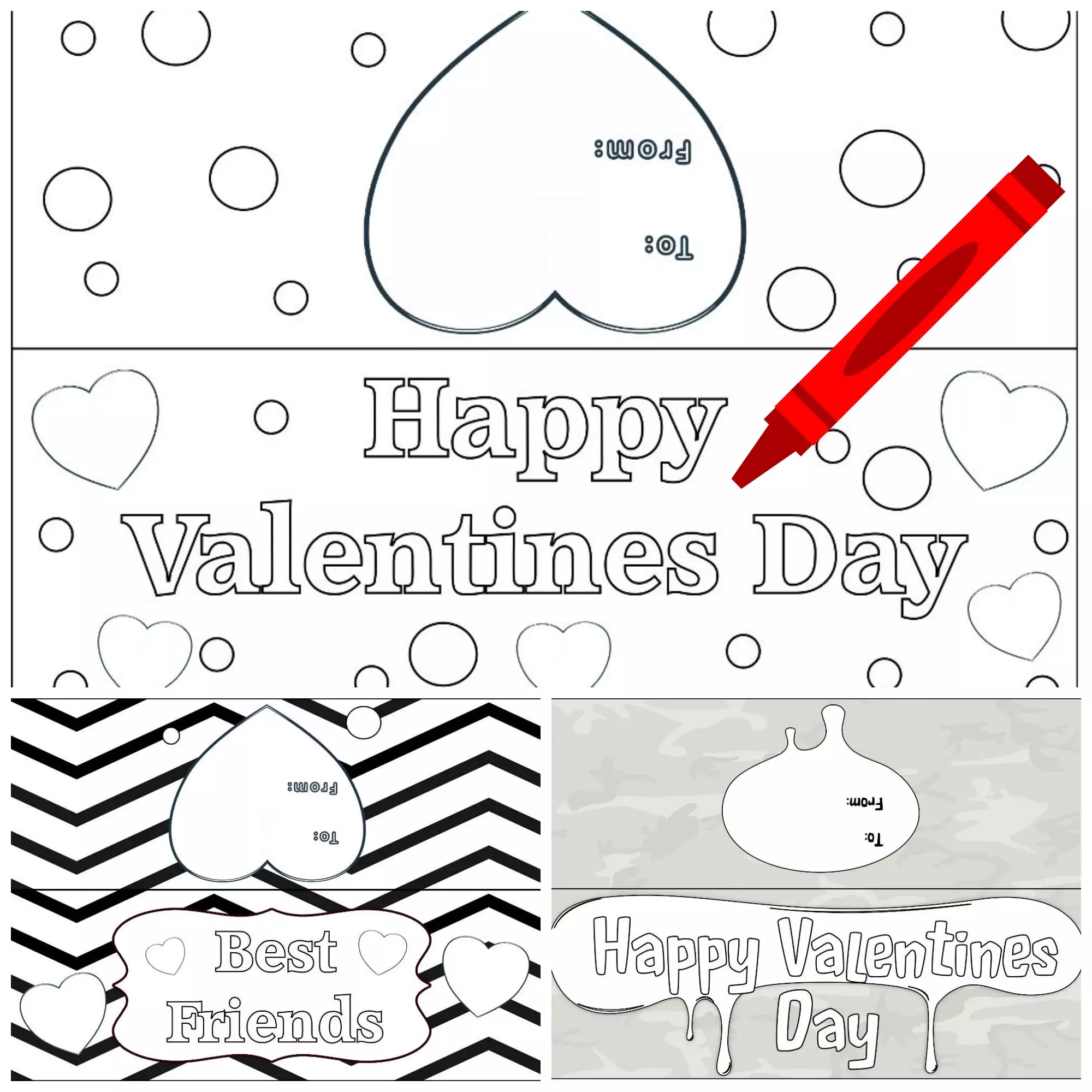 Color Your Own Printable Valentine’s Day Goody Bag Toppers