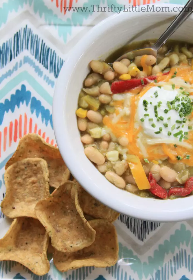 The Easiest White Chicken Chili on the Planet with Chips