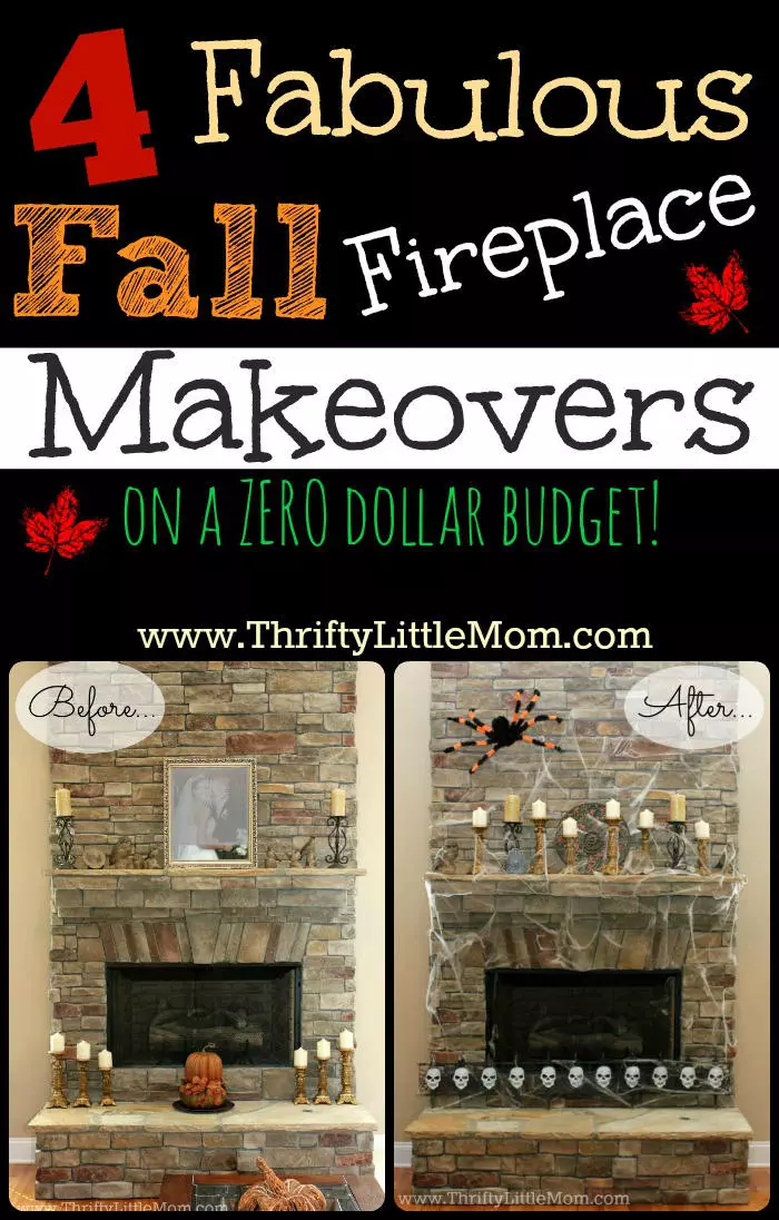 Fabulous fall fireplace makeovers on a $0 buget! 3 Simple tricks to get your fireplace area looking gorgeous using items you already own.