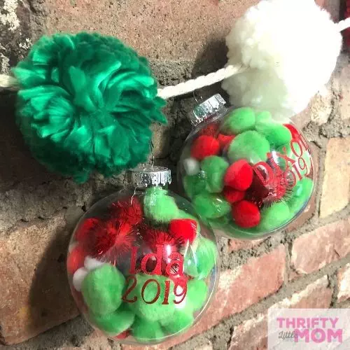 Easy Personalized Cricut Ornaments with Pom Poms