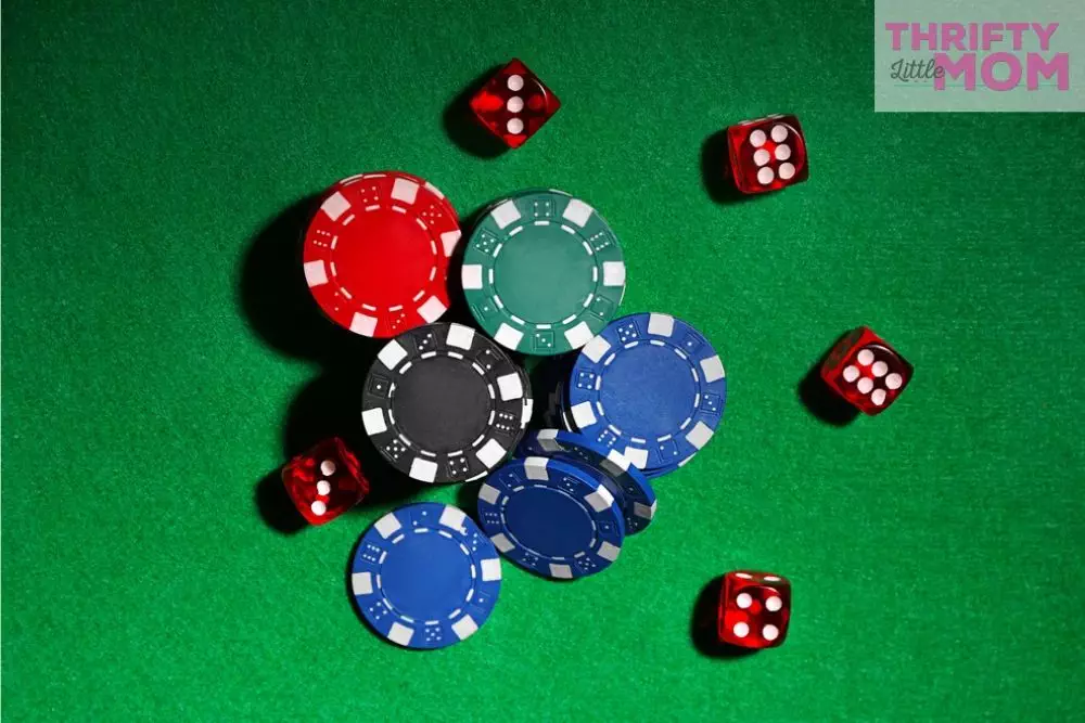 poker chips and dice are great for a casino adult party theme