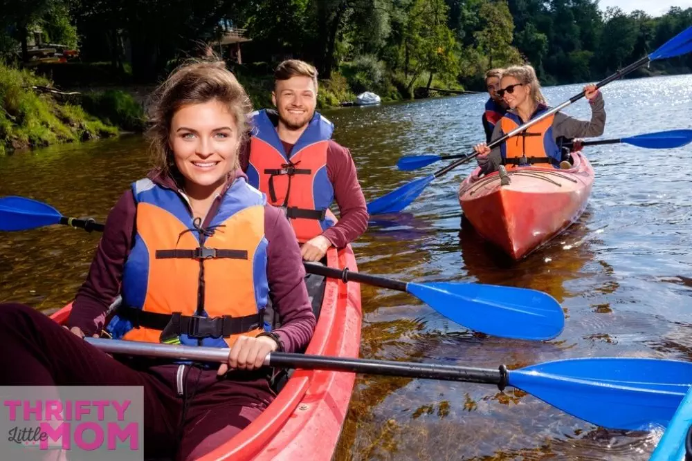 canoeing down a river with friends is a cheap birthday party idea