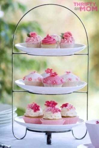 cupcakes on tiered plates make for a great tea party idea